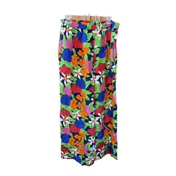 CHAUS Women Pants Wide Leg Silk Pocket Elastic Waist NEW Floral Print 14 Vintage - Picture 2 of 8